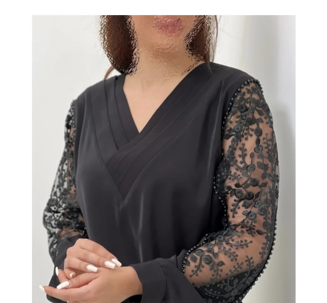 شومیز مجلسی زنانه ساتن گیپوری یقه هفت